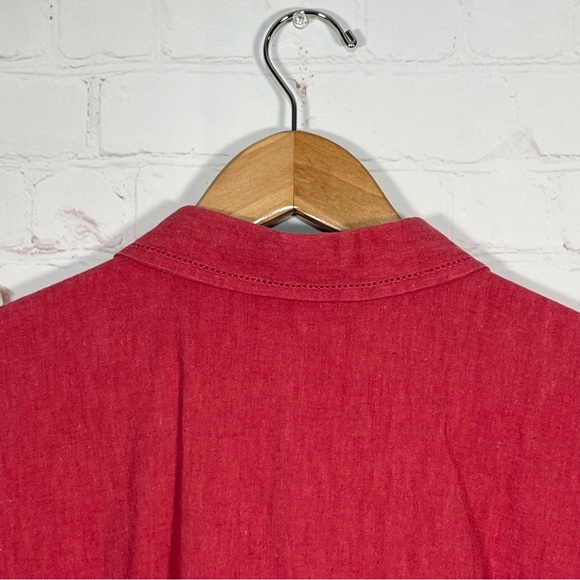 Eddie Bauer Womens Linen Button Up Blouse Top Size XXL Salmon Cap Sleeve - Picture 12 of 15